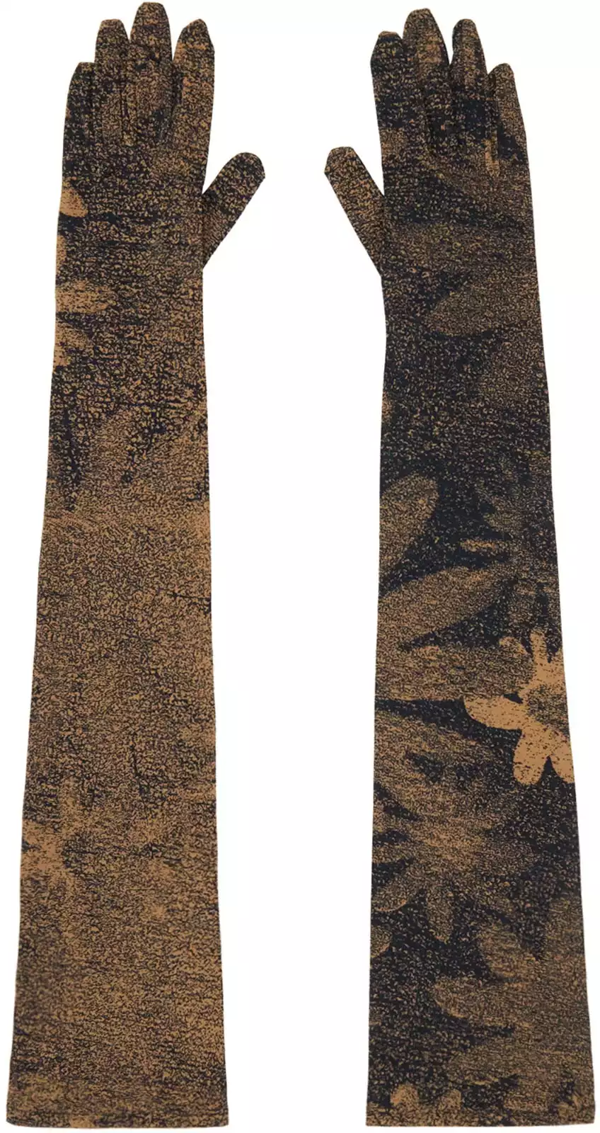 MM6 Maison Margiela: Tan & Black Printed Floral Gloves | SSENSE